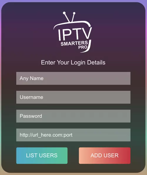 entering your iptv login credentials